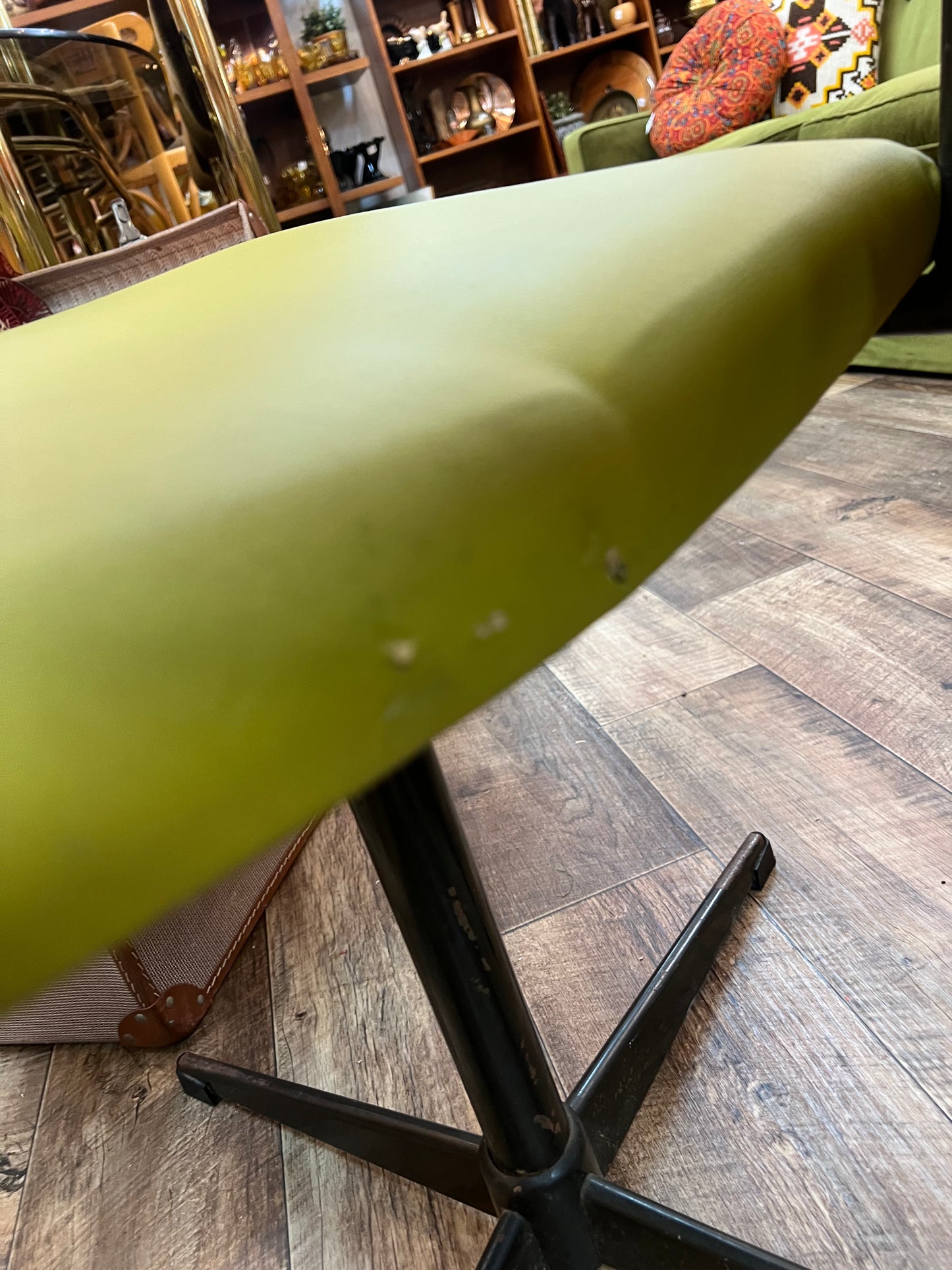 Set of 4 Vintage Lime Green Swivel Dining Chairs on Steel Base