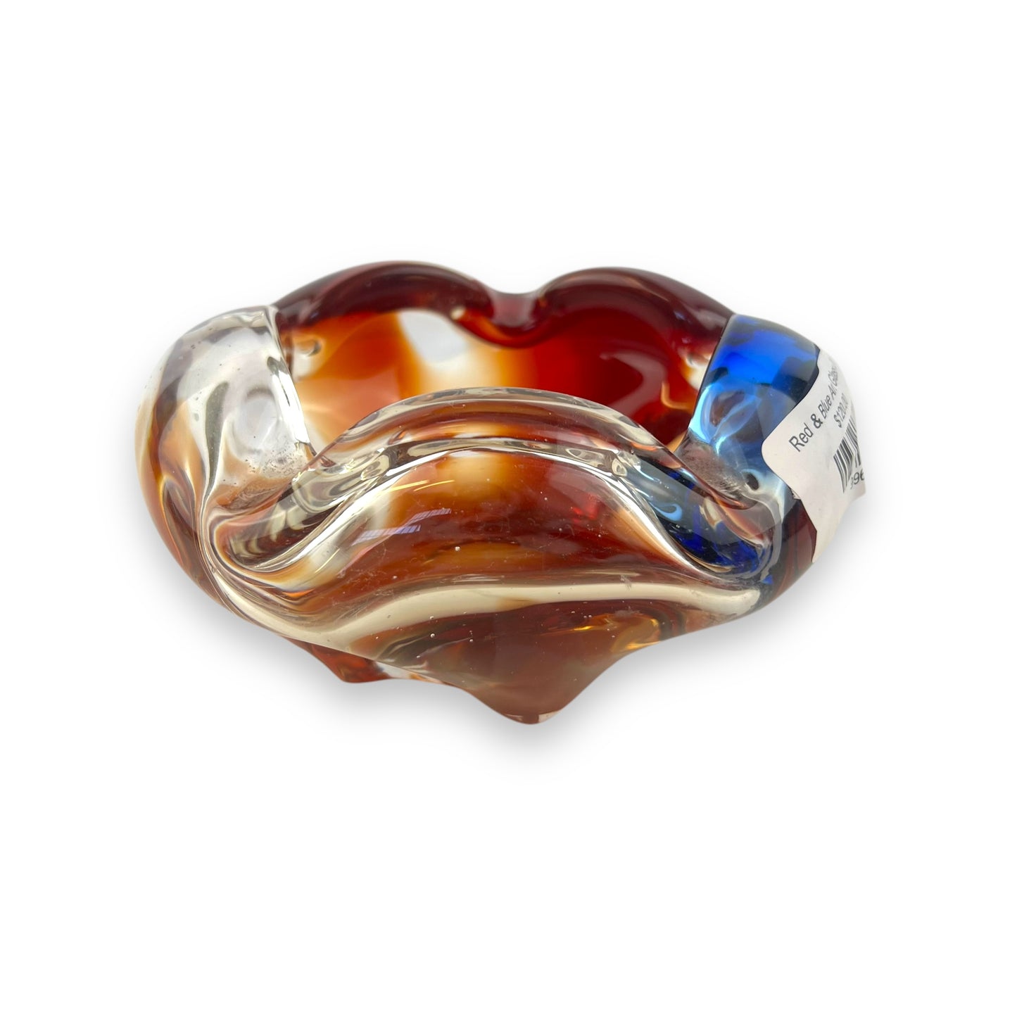 Red & Blue Art Glass Dish