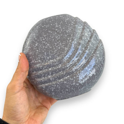 Round grey speckled 80s vase
