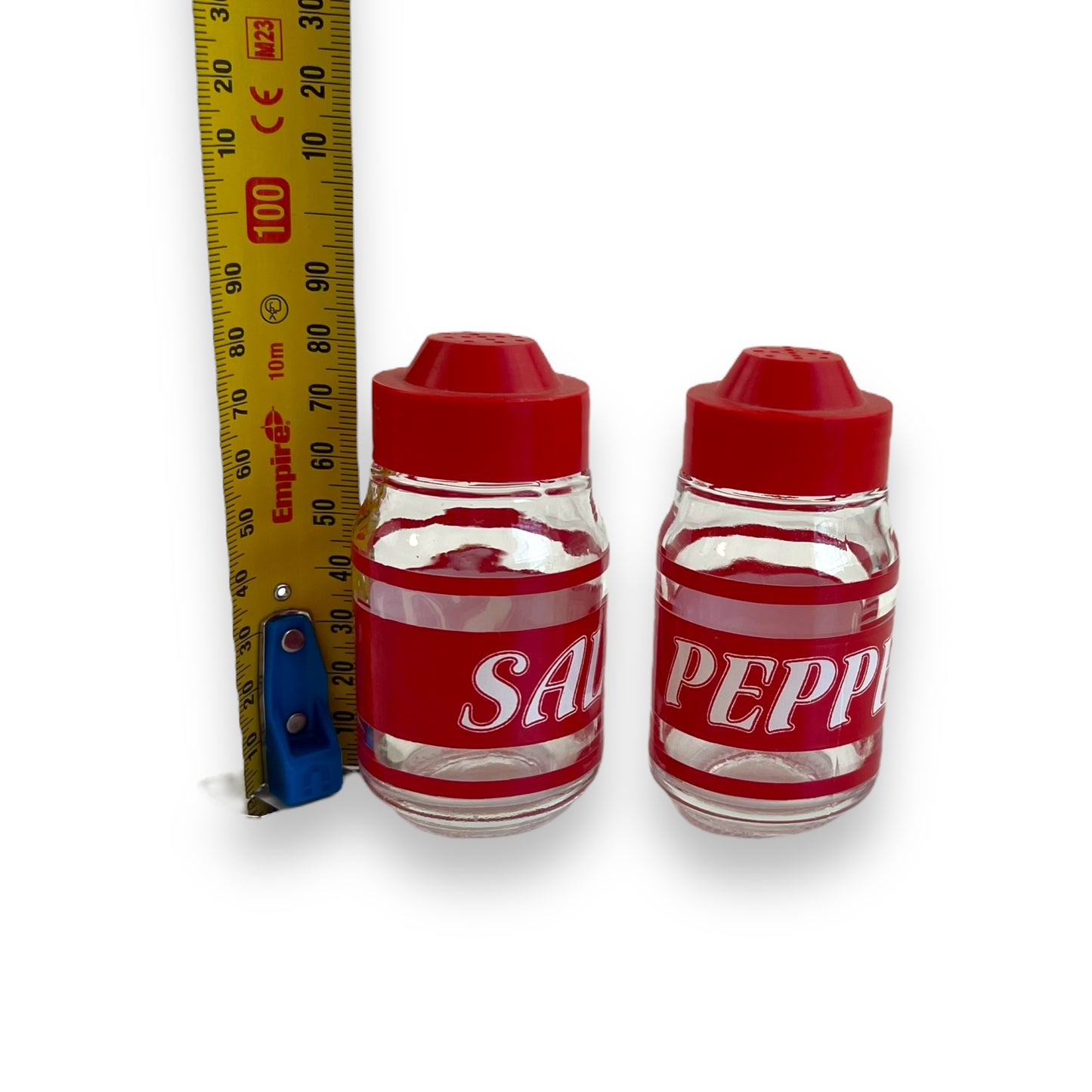 Red Glass Plastic Top Salt & Pepper Shaker Set - Made in Italy