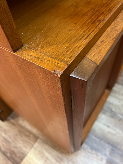 Macrob Mid Century Teak Pull-Down Bar Cabinet Display Unit