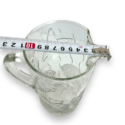 Clear glass seashell embossed pitcher jug