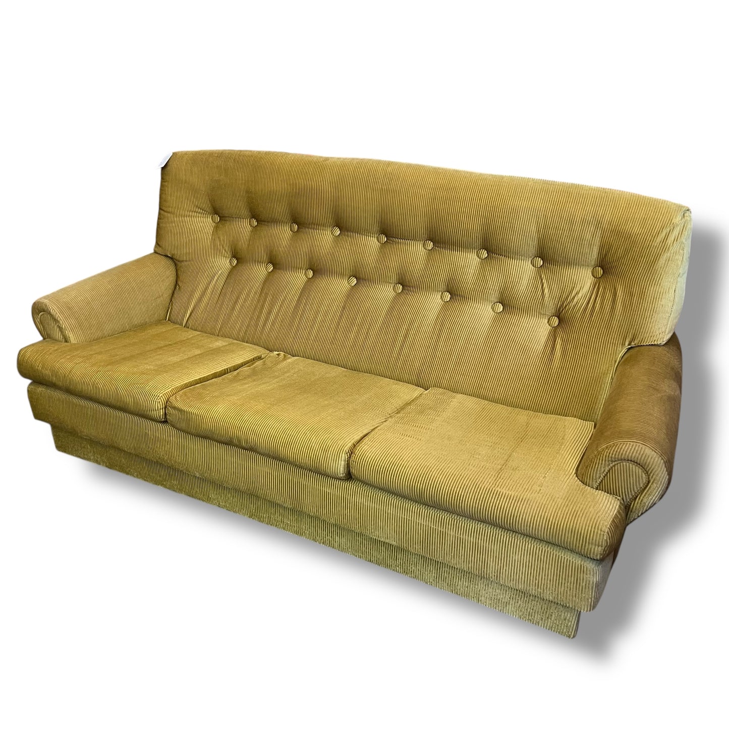 Green-Yellow Corduroy 3-Seater Lounge