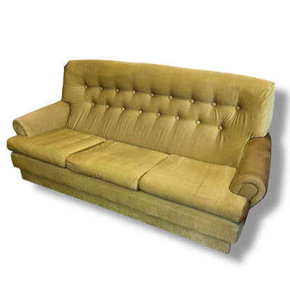 Green-Yellow Corduroy 3-Seater Lounge