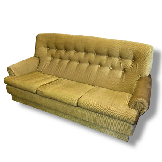 Green-Yellow Corduroy 3-Seater Lounge