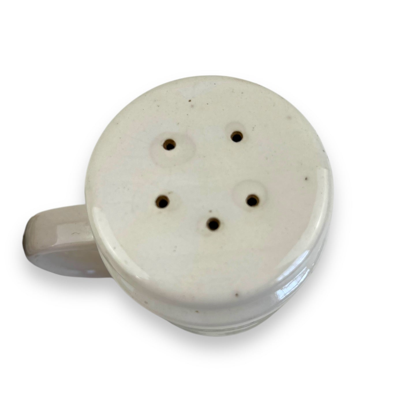 Green patterned salt and pepper set with handles