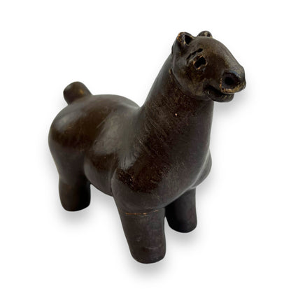 Lujo Vodopivec Handmade Ceramic Dark Brown Horse Sculpture