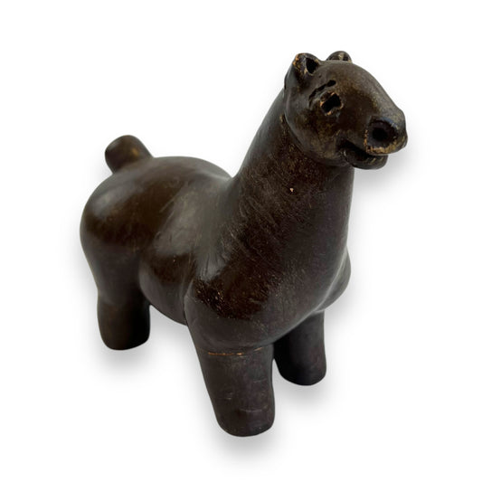 Lujo Vodopivec Handmade Ceramic Dark Brown Horse Sculpture
