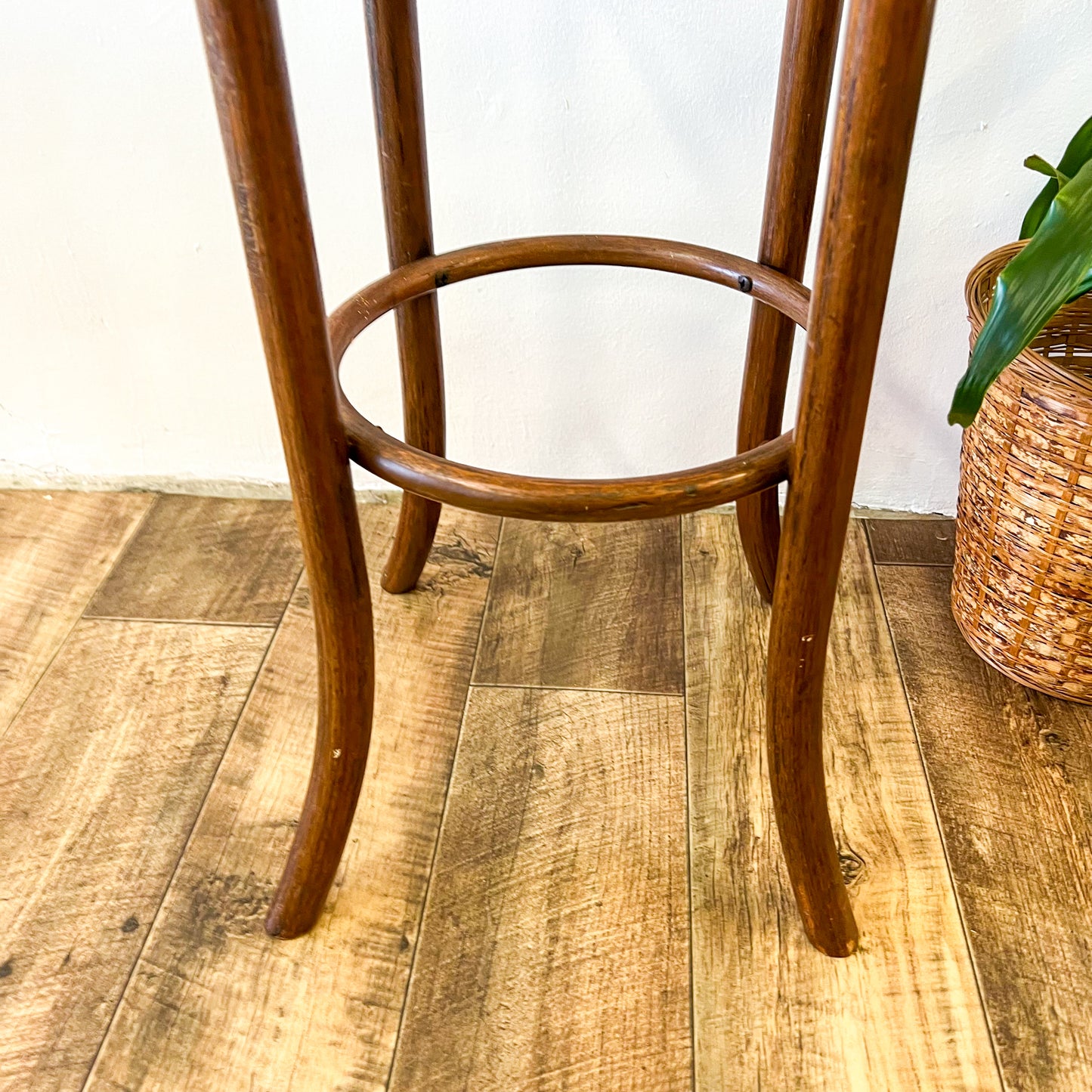 Rattan Bentwood Dark Timber Stool