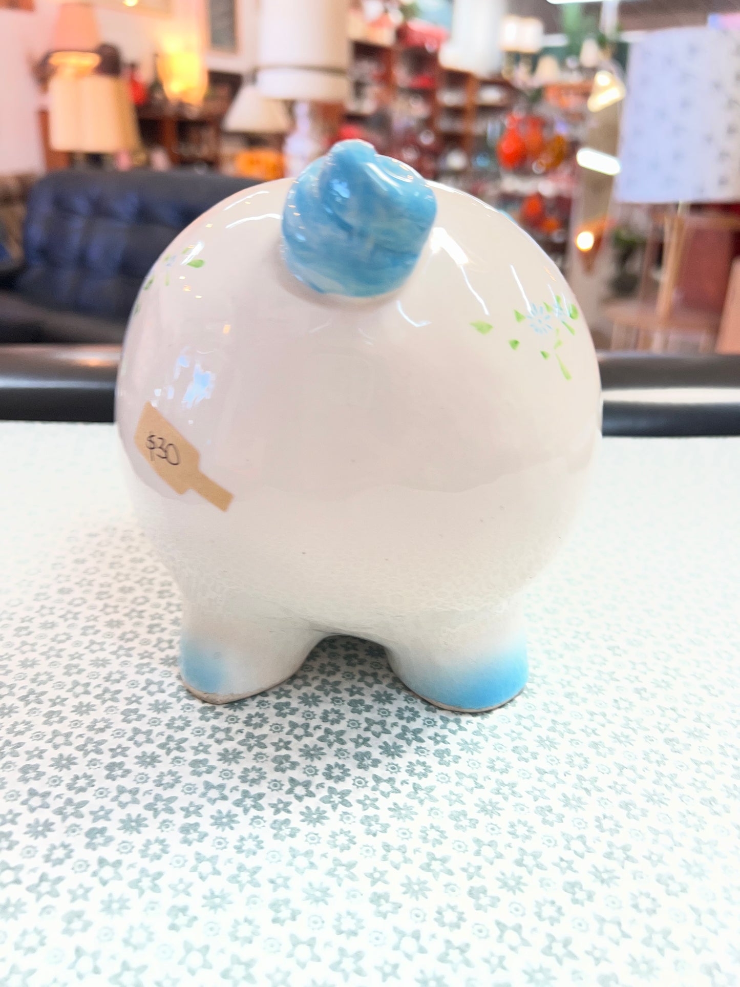 Blue & White Pig Money Box