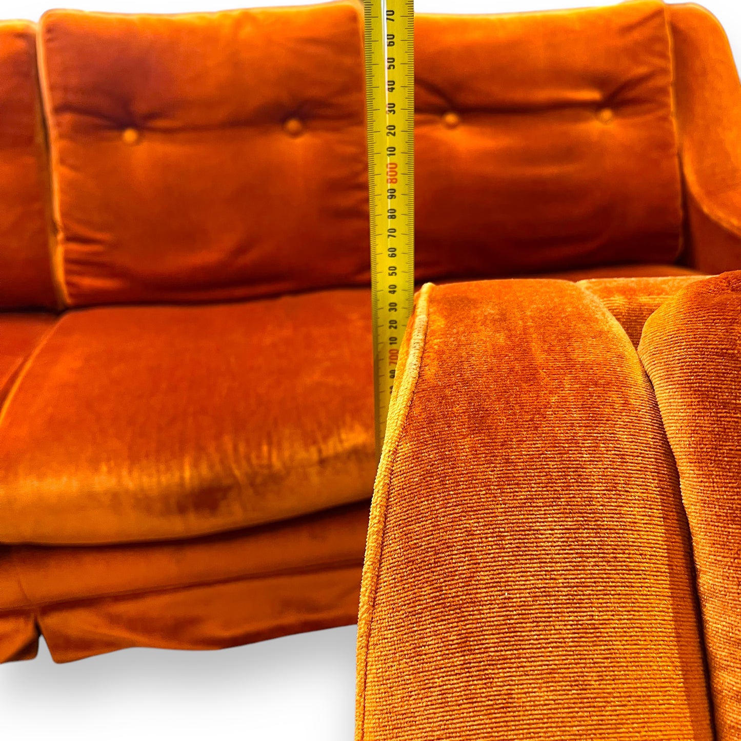 Orange Velour Single Lounge Chair