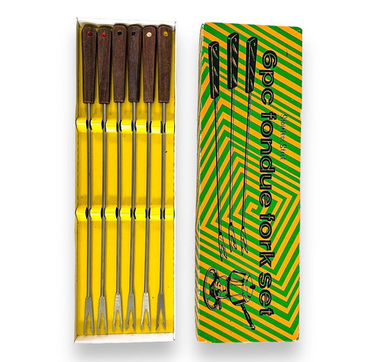 Fondue Sticks with wooden handle in original box