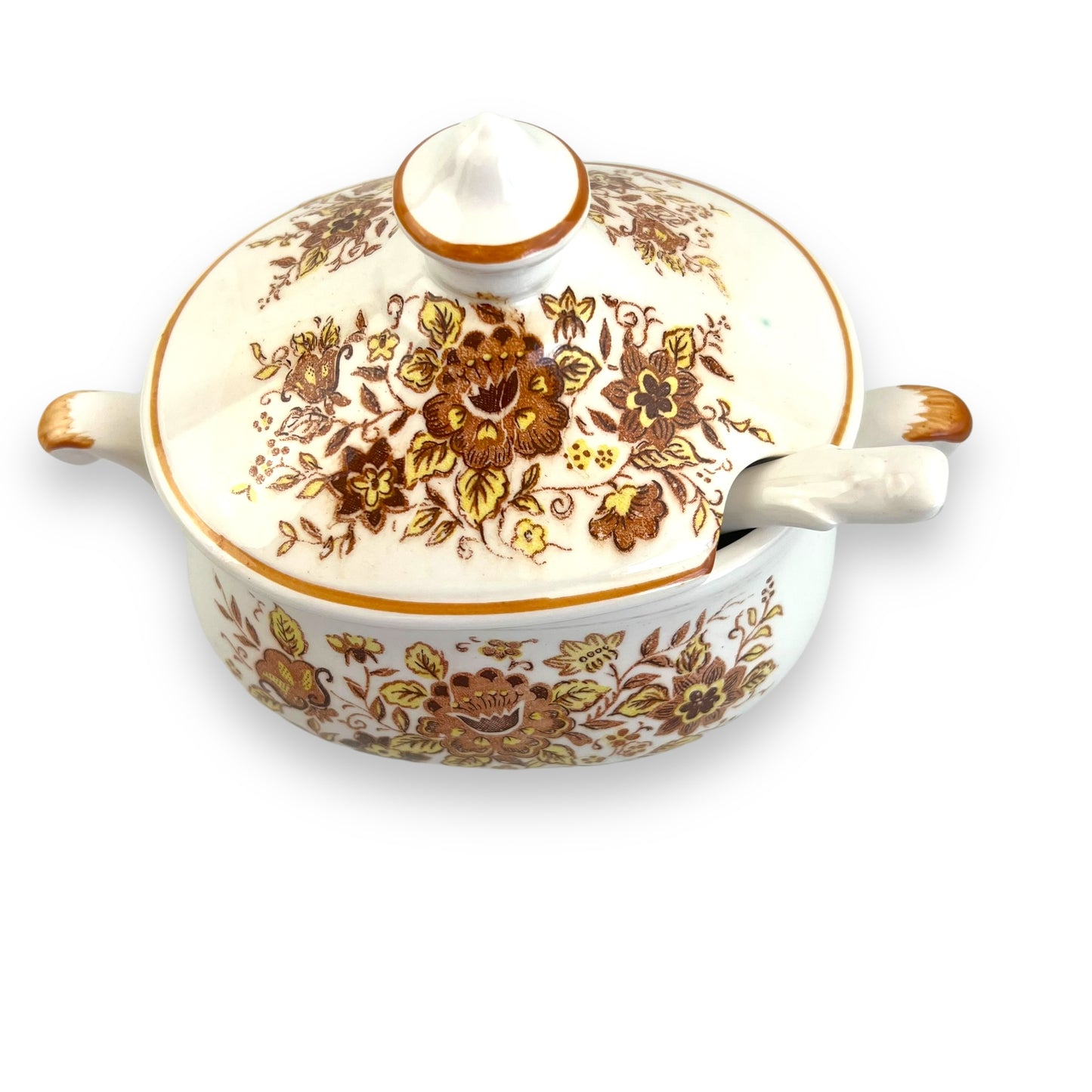 Floral Oval Soup Tureen with Lid and Spoon