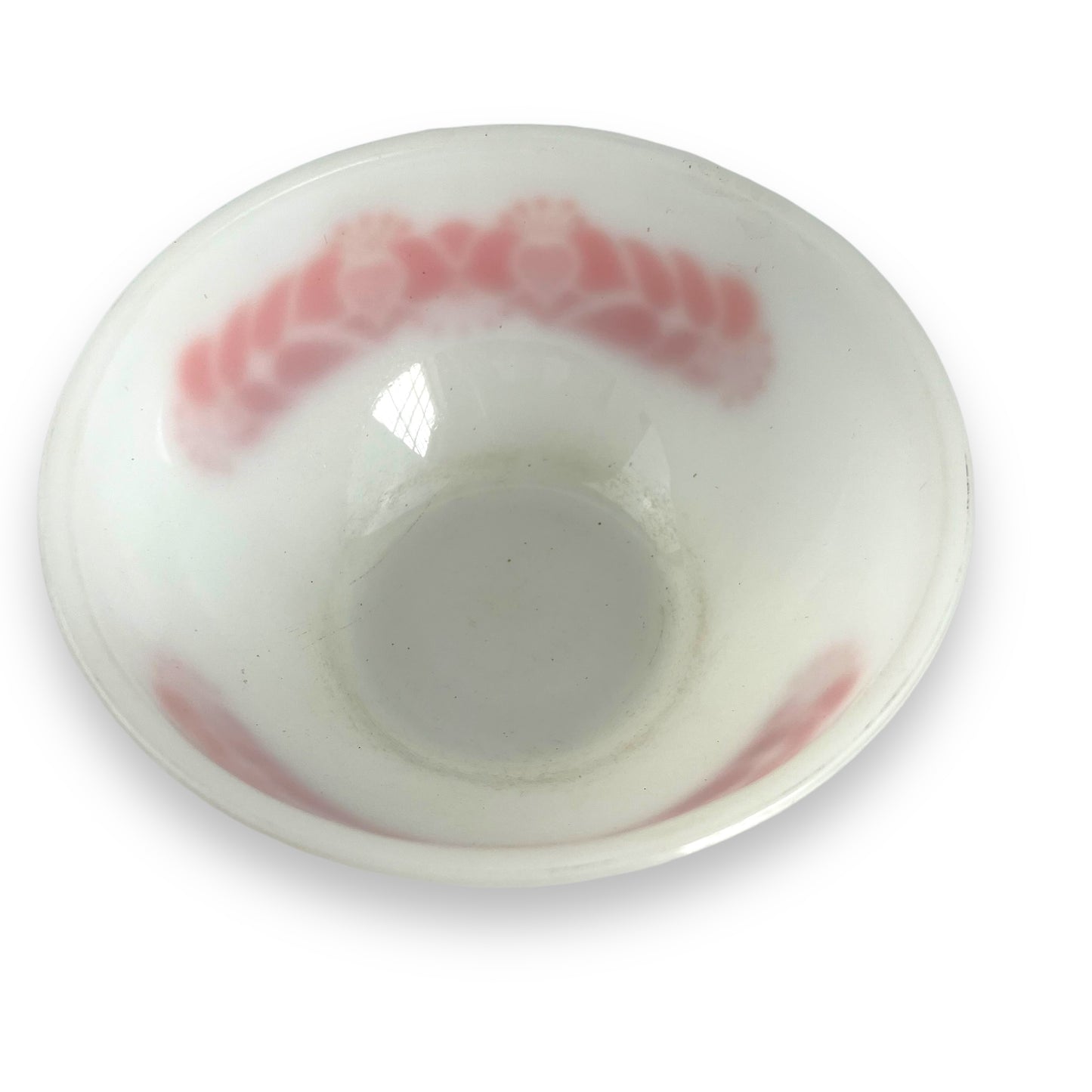 Pyrex Glass Large White Bowl Orange & Red Decal
