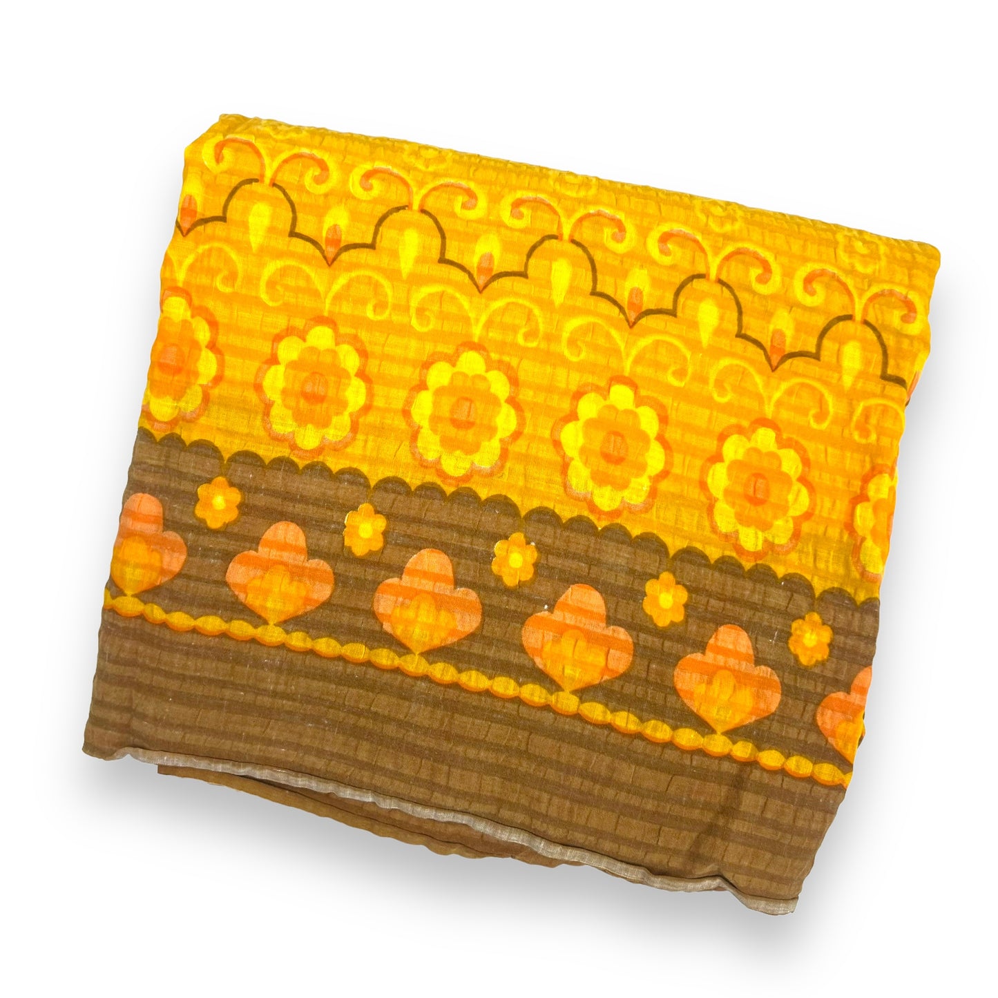 Retro Yellow Orange and Brown Flower Pattern Tablecloth