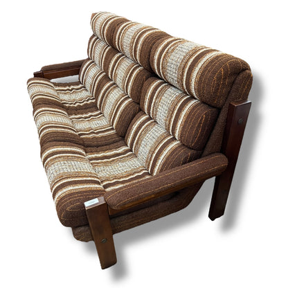 Danish Deluxe Mid Century 3-Seater Lounge – Striped Upholstery