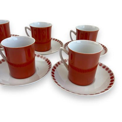 Westminister 1067 Red Cups x6 & Saucers x6 Set - Made in Australia