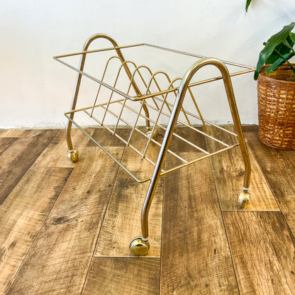 Retro chrome vinyl record storage rack