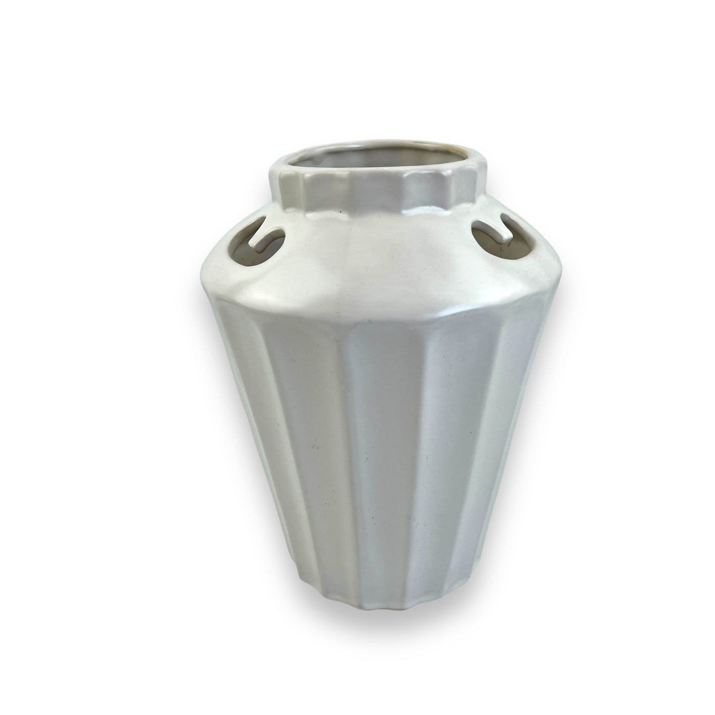 Raynham White Vase with cutout sections around edge