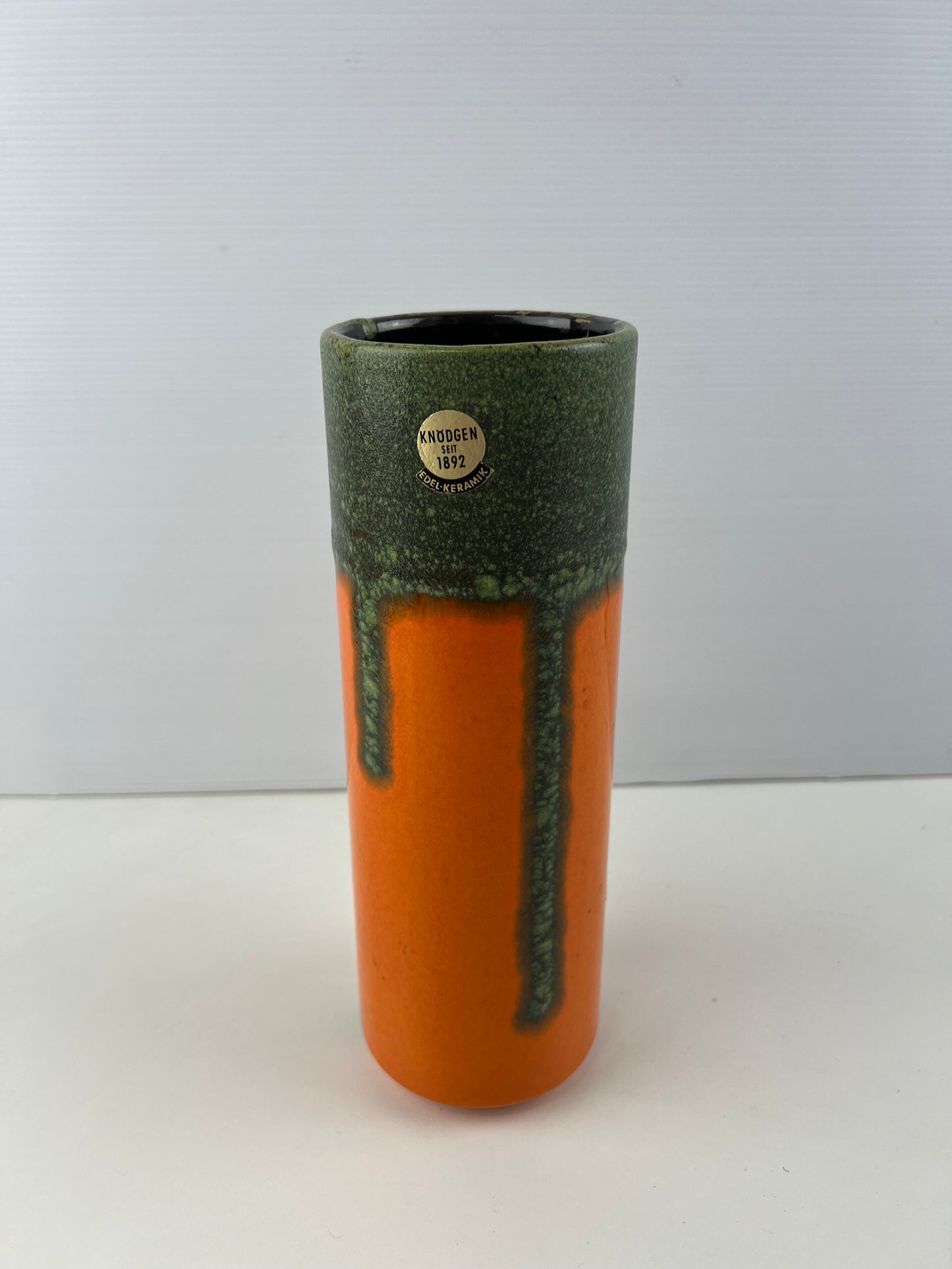 Knödgen West German Pottery Vase – Orange & Green