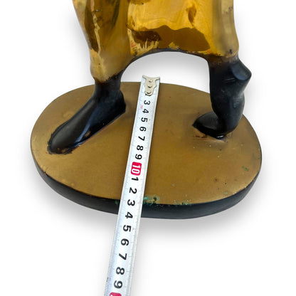 Karl Hagenauer Standing African Woman Brass Sculpture - Gold Skirt & Basket