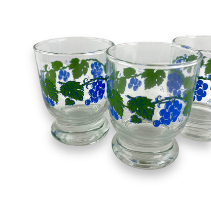 Grape pattern glass cup set of 3