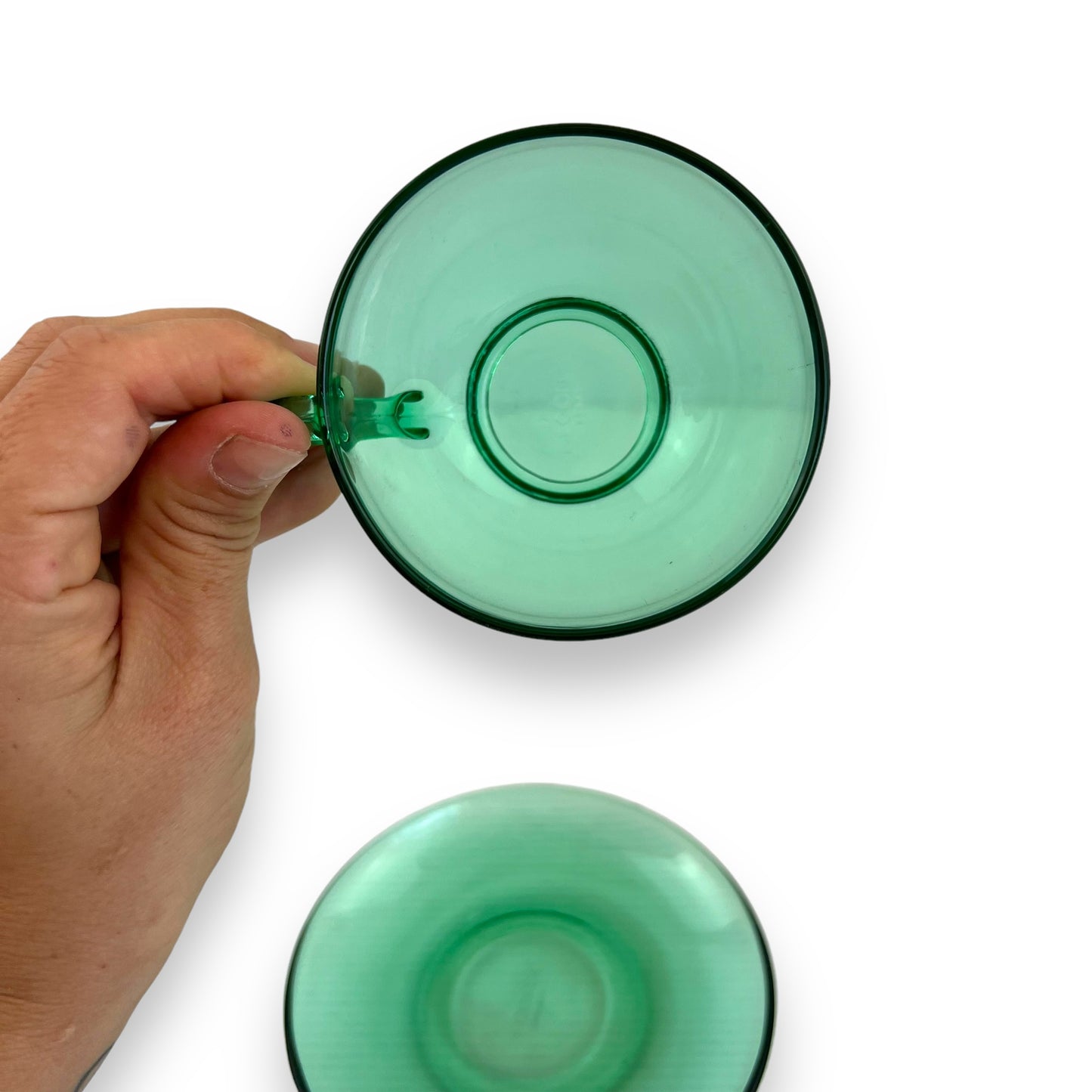 Arcoroc France Green Glass Teacup & Saucer