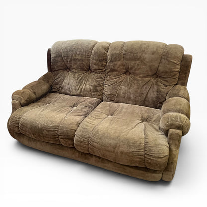 Chunky Brown Two Seater Lounge with Tufted Detailing