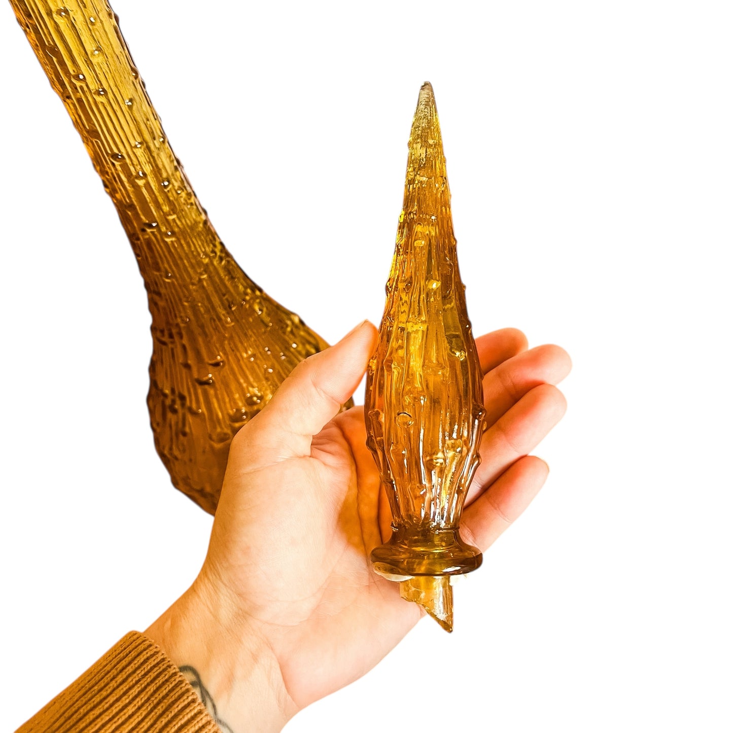 Amber Glass Wax-Drip Genie Bottle