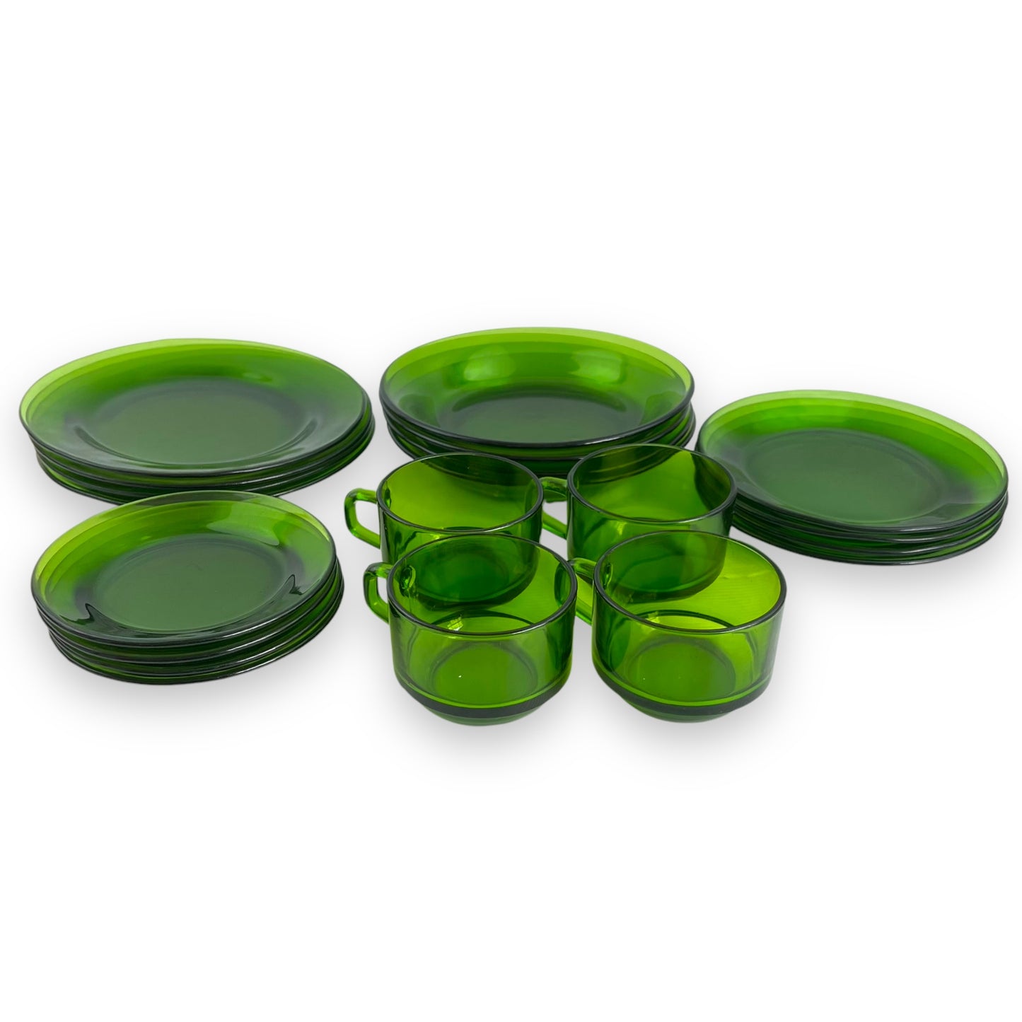Durax France Green Glass 4 Person Dinner Set