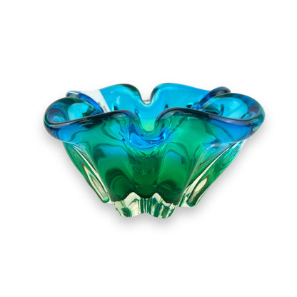 Blue and Green Art Glass Dish