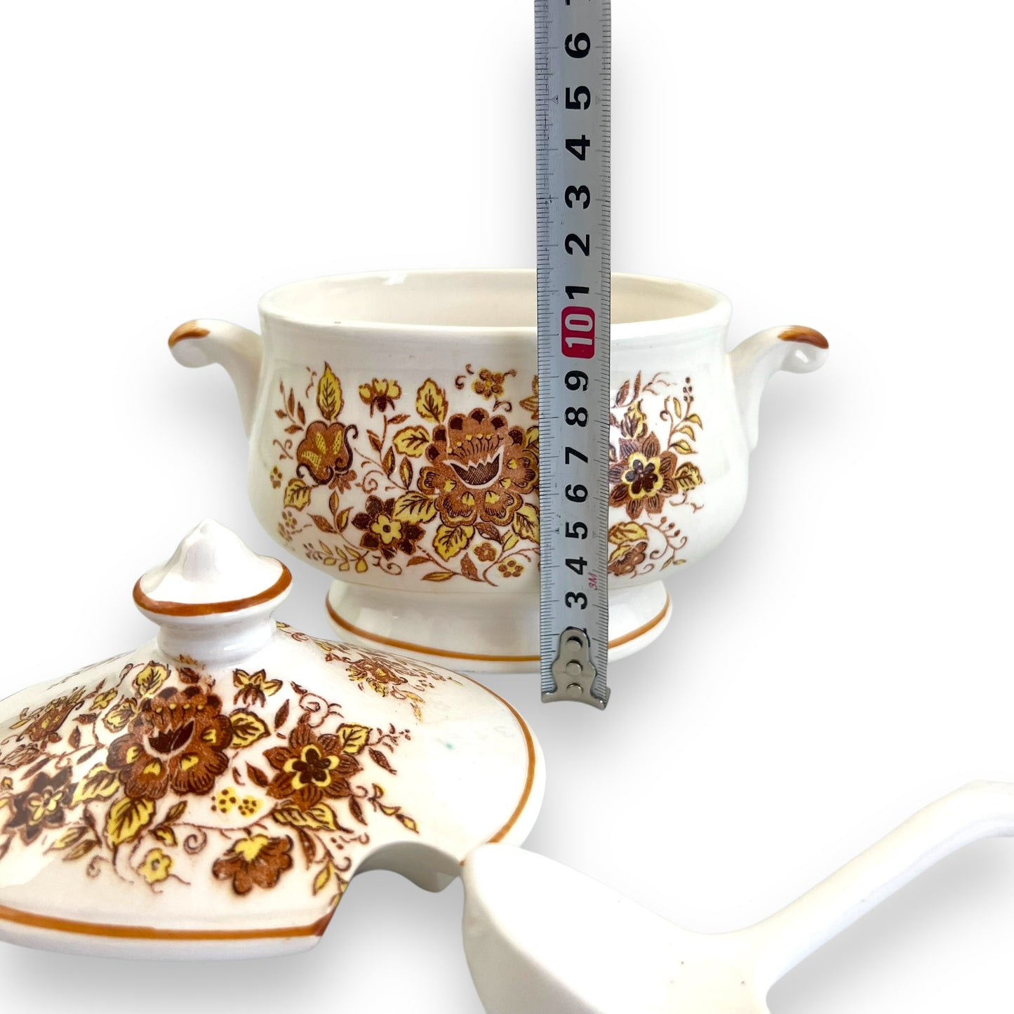 Floral Oval Soup Tureen with Lid and Spoon