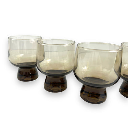 Crowning Corning Black Smokey Bubble Stem Glass Set of 6: 9cm tall