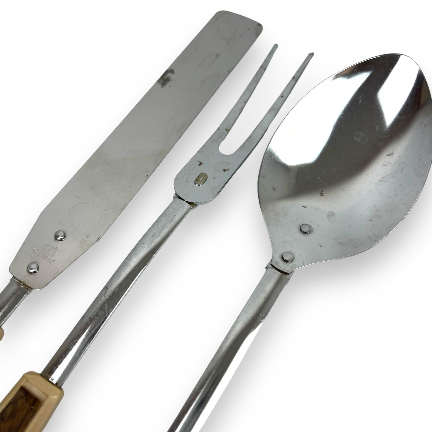 Kitchen Utensils Set x3 Brown Plastic Handles