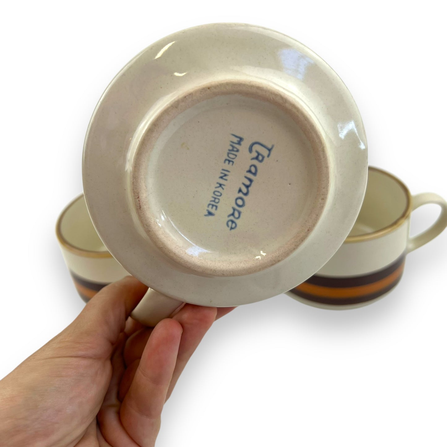 Tramore Brown Stripe Soup mug set of 3