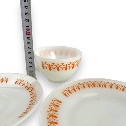 Termo-Rey Orange & white Cup & Plate Trio - Made in Brazil