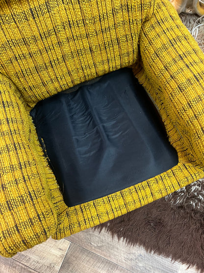 1970s Mustard Yellow Textured Fabric Armchair