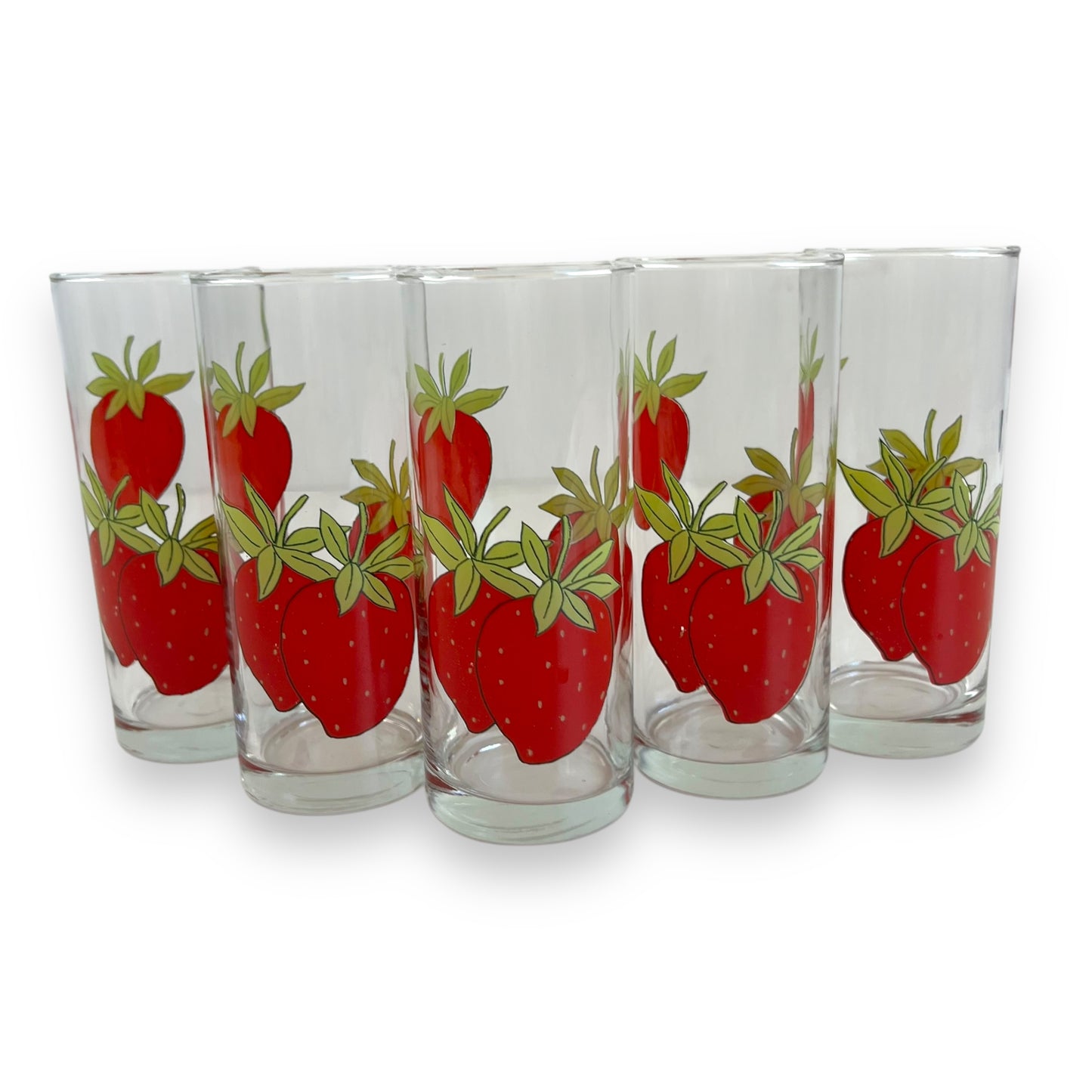 Strawberry Pattern Glass Set of 5
