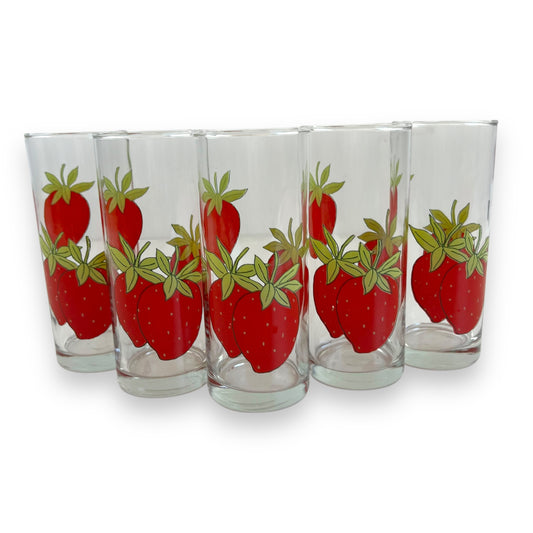 Strawberry Pattern Glass Set of 5