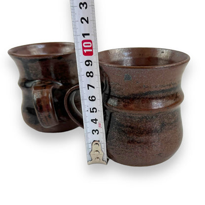 Brown Pottery Mug x2