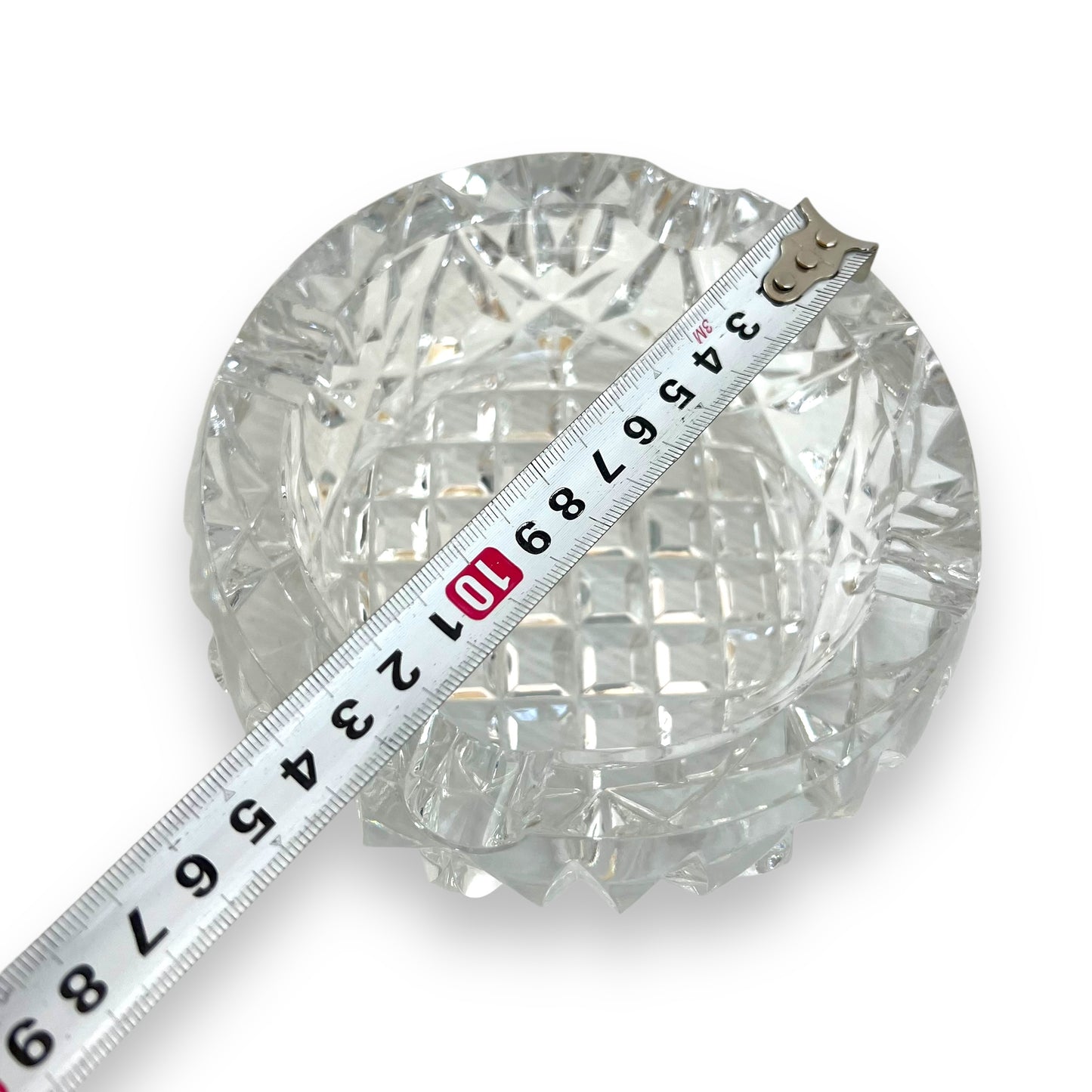 Heavy crystal cut glass ashtray