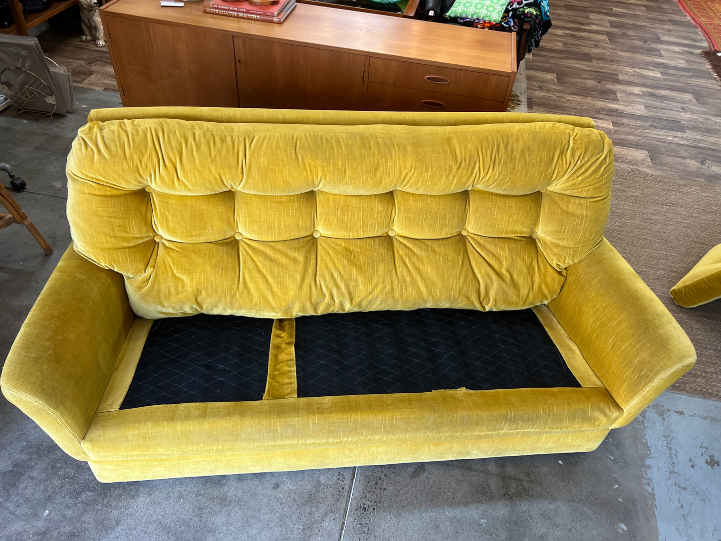 Fler Yellow Velvet Three-Seater Lounge
