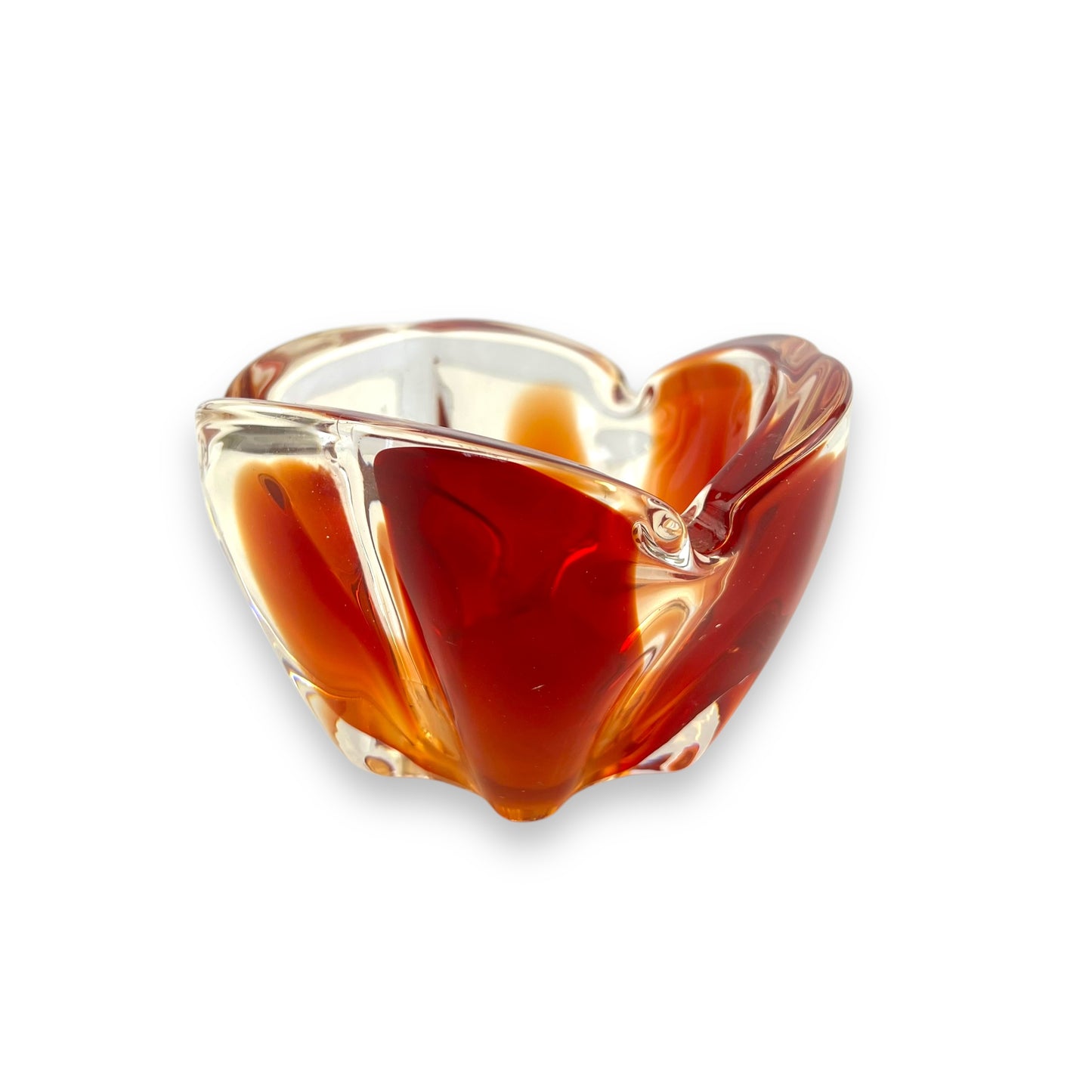 Red and clear Art Glass dish