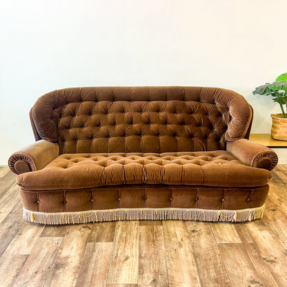 Brown Fringe Tassel 3 Seater Lounge