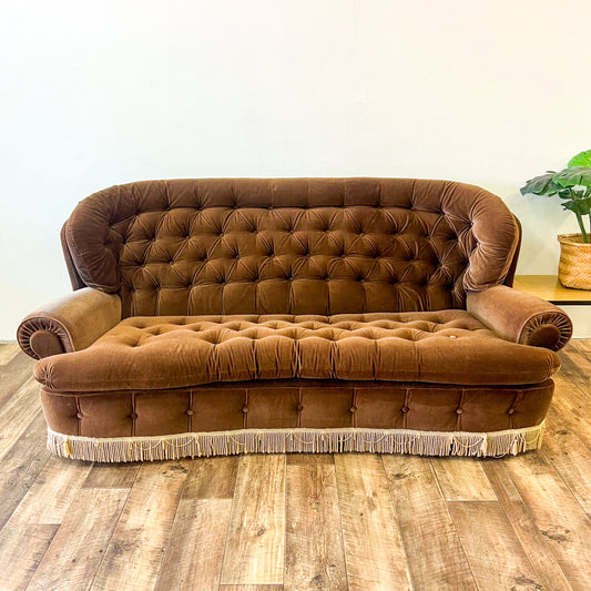 Brown Fringe Tassel 3 Seater Lounge