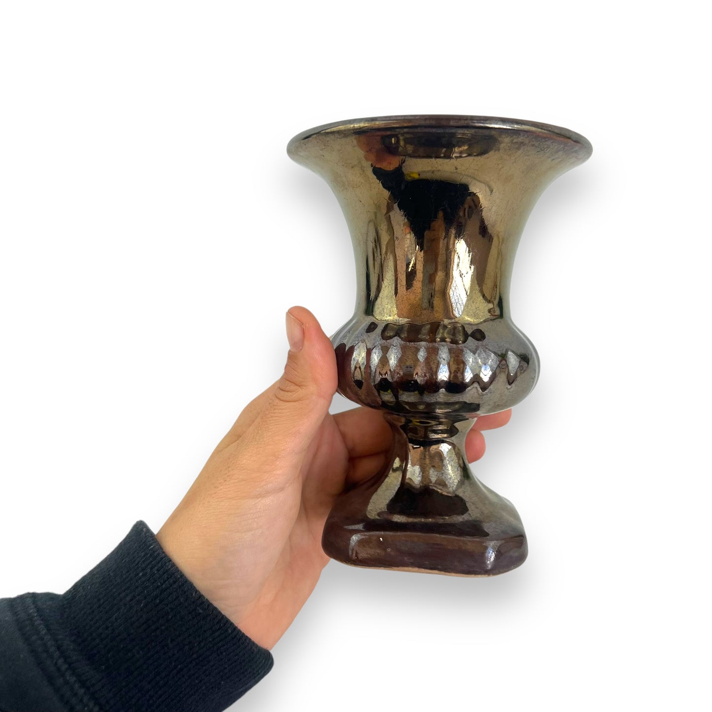 Bronze Brown ceramic urn shape vase