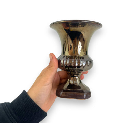 Bronze Brown ceramic urn shape vase