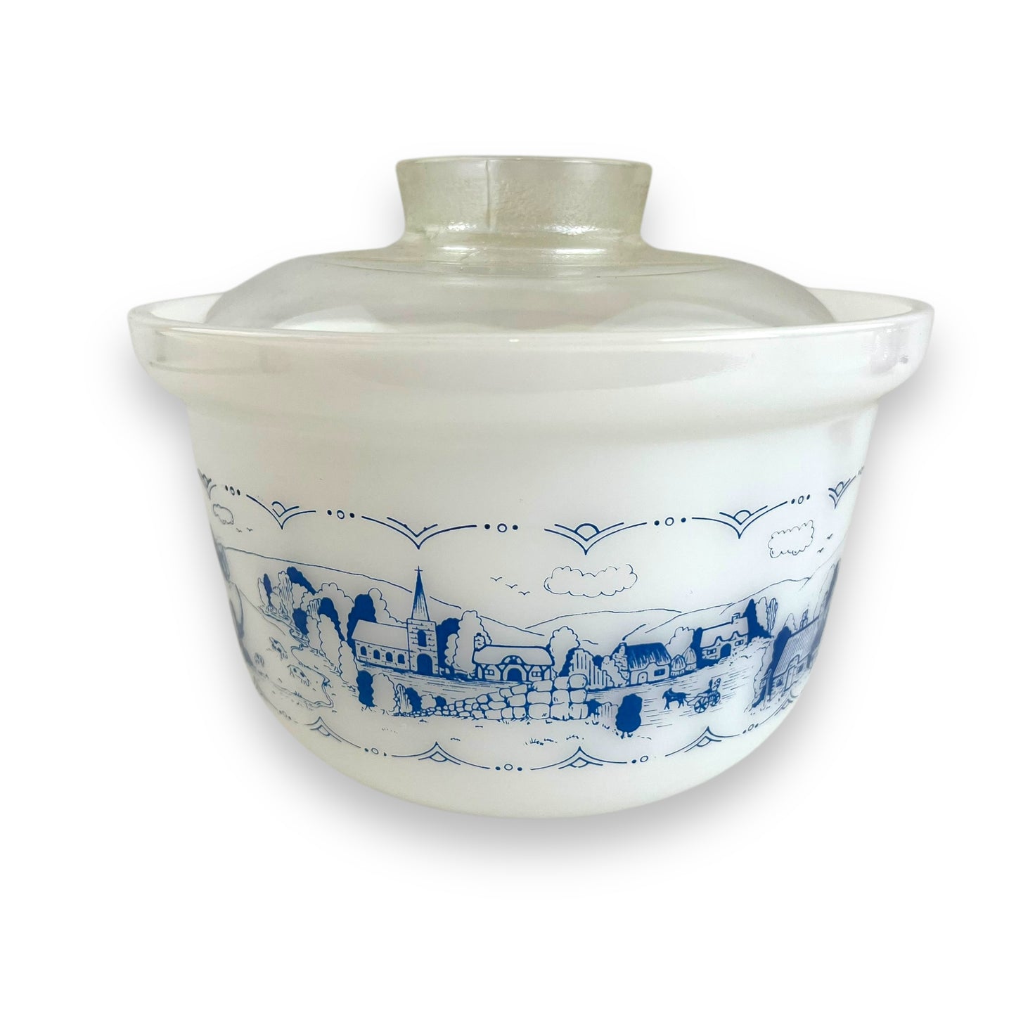 Crown Oven Ware Ovenproof Casserole Dish – White & Blue Scenic Design