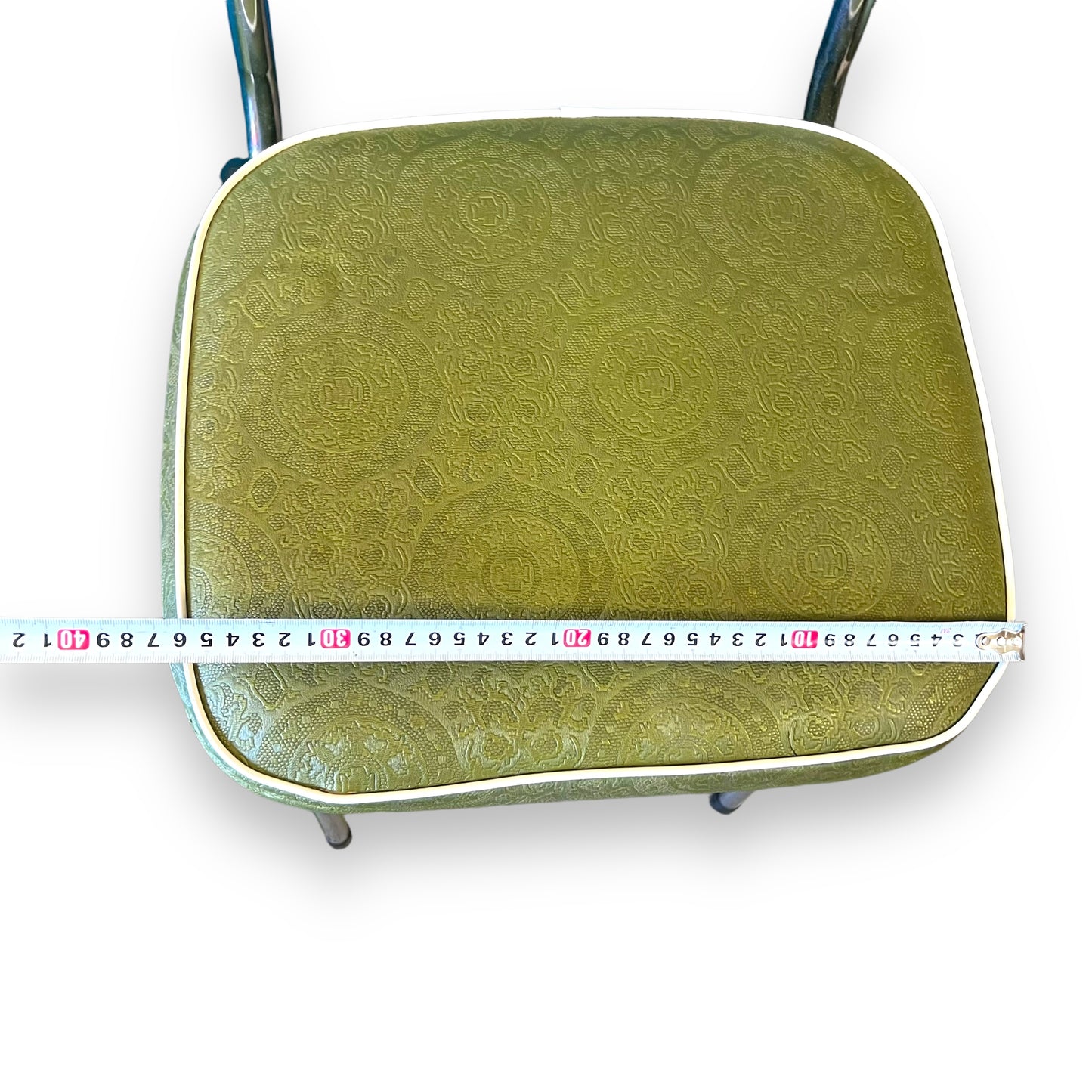 Set of 4 Vintage Green Vinyl Dining Chairs with Chrome Legs