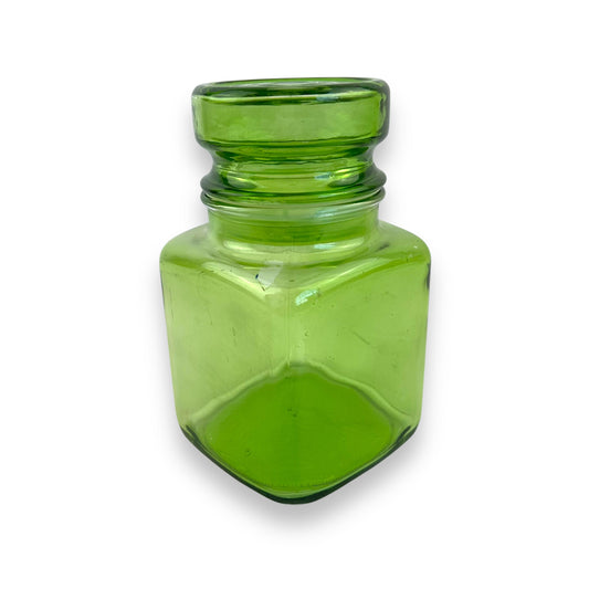 Green glass jar with suction lid